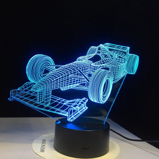 Racing Car F1 USB LED Table Lamp Super Car 3D Night Light 3D Illusion Lamp Children Kids Bedroom Decor sitting room lights
