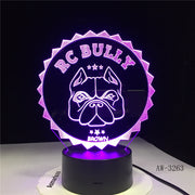 3D Pug French Bulldog LED Night Light Pet Puppy Dog Lighting Home Decor Color Changing Table Lamp Dropshipping AW-3263