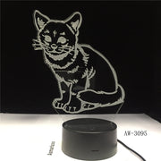 3D LED Night Light Alert Cat with 7 Colors Light for Home Decoration Lamp Amazing Visualization Illusion Dropship Gift AW-3095