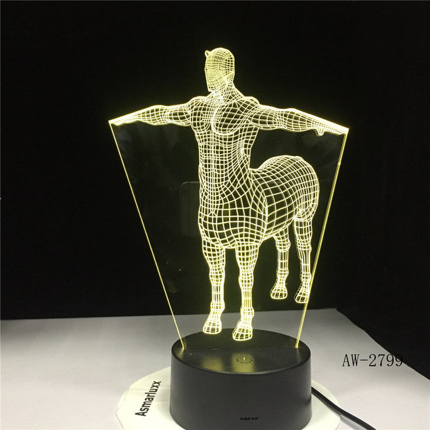 7 Colors Change Gradient Fashion Human Horse Led Nightlights 3D LED Desk Table Lamp Lamps Home Bedroom Party Decoration AW-2799