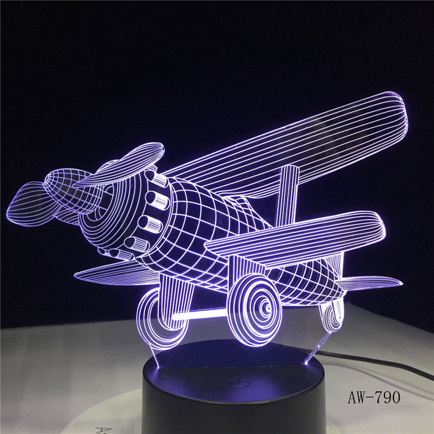 Glider Plane 3D LED Lamp 7 Color Change Touch Switch Small Night Light Atmosphere Lamp Bedroom Light For New Year Gift AW-790
