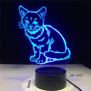 3D LED Night Light Alert Cat with 7 Colors Light for Home Decoration Lamp Amazing Visualization Illusion Dropship Gift AW-3095