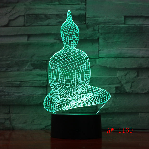 3d lampe buddha Table Lamp LED Night Light Color Changeable Decor Lighting Indoor Atmosphere Acrylic Craft Kids gift AW-1160