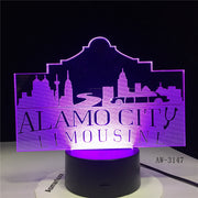 Usb 3d Led Night Light Alamo City Atmosphere Lamp Decoration RGB Kids Baby Gift Famous Buildings Table Lamp Bedside AW-3147
