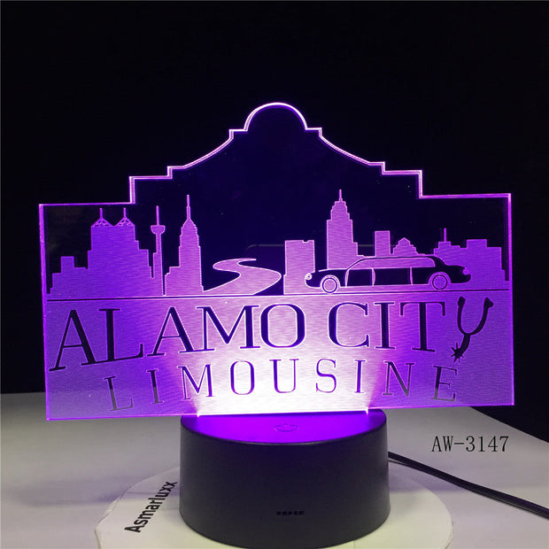 Usb 3d Led Night Light Alamo City Atmosphere Lamp Decoration RGB Kids Baby Gift Famous Buildings Table Lamp Bedside AW-3147
