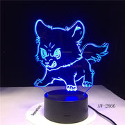 Angry Dog Family Usb Night Lights Home Decor Bedside Kids Gifts Desk Lamp 3D Led Luminous Novelty 7 Colors Changing AW-2866
