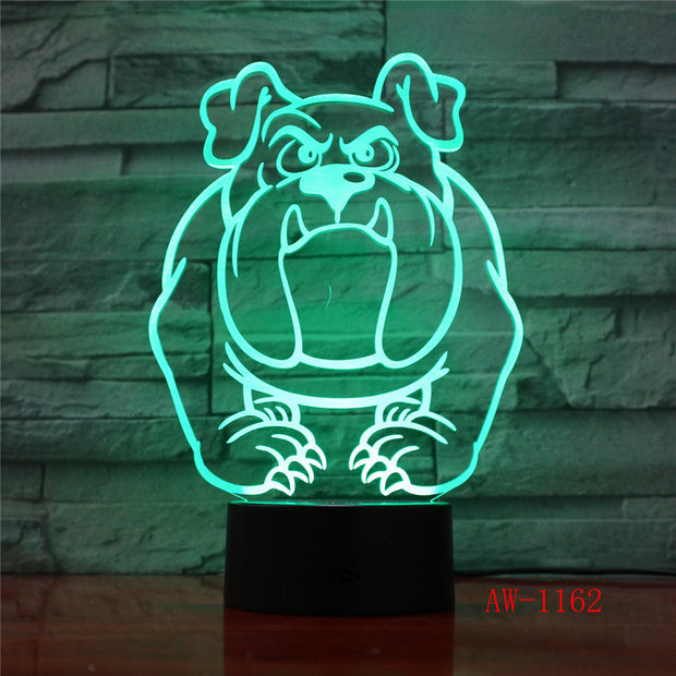 3D Visual Illusion Lamp Bulldog Poodle Jack Russell Terrier Rottweiler Dobermann LED Kids Night Light Dog Desk Light LampAW-1162