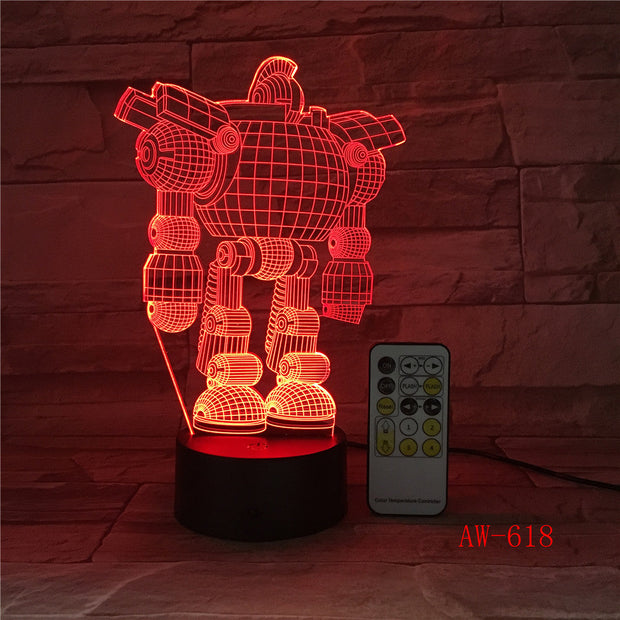 7 Colors Light Night light 3D LED Mix Robert Lamp for Children Baby Sleep Light Boy Gift Cartoon Kid Base Light Dropship AW-618