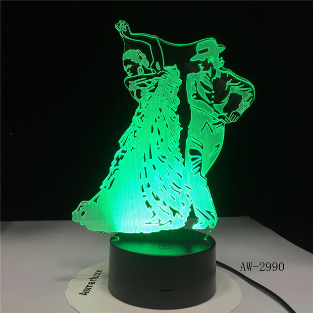 Flamingo Dance Skirt Table Lamp 3D Led Bedroom Decor Night Lights Usb Baby Sleep Visual Girls Light Fixtures Kids Gifts AW-2990