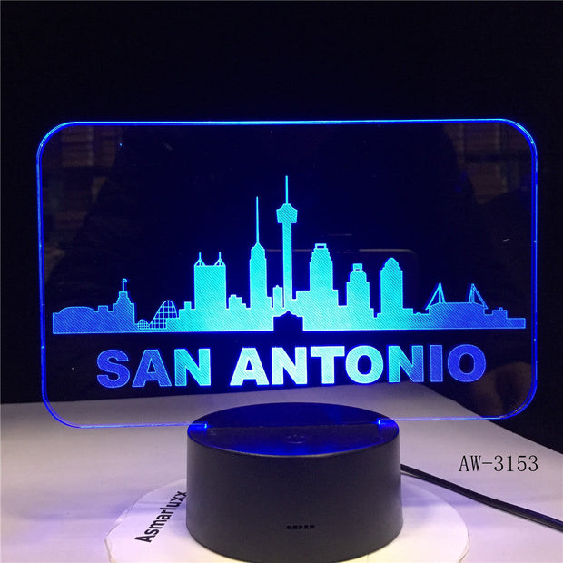 San Antonio 3D Illusion Led Lamp Dinosaur 7 Color Led Bulb Night Light Touch Sleeping Nightlight Table Lamp Boys Gifts AW-3153