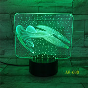 7 Colors Change 3D Vision Airplane Modelling Led Aircraft Night Light Desk Lamp Decor Usb Sleep Lighting Fixtures Gifts AW-688