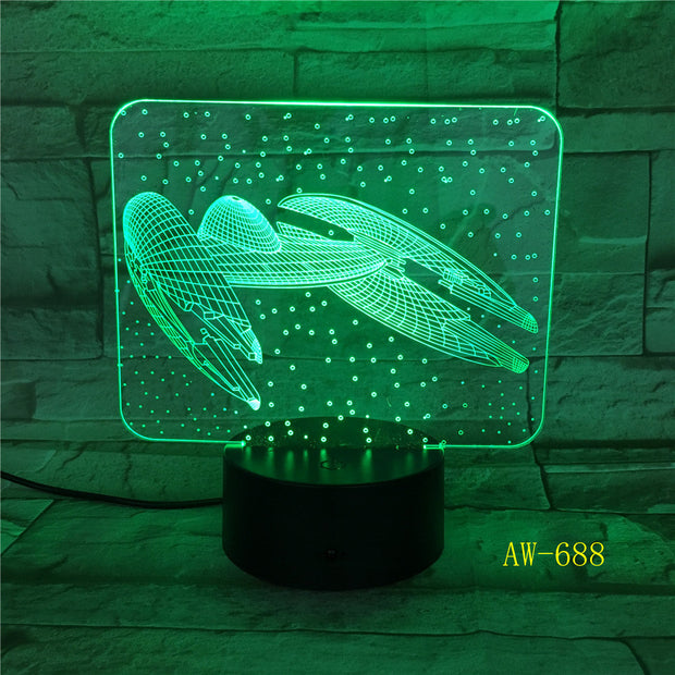 7 Colors Change 3D Vision Airplane Modelling Led Aircraft Night Light Desk Lamp Decor Usb Sleep Lighting Fixtures Gifts AW-688