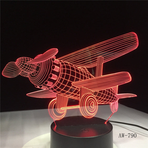Glider Plane 3D LED Lamp 7 Color Change Touch Switch Small Night Light Atmosphere Lamp Bedroom Light For New Year Gift AW-790