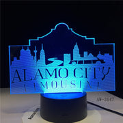 Usb 3d Led Night Light Alamo City Atmosphere Lamp Decoration RGB Kids Baby Gift Famous Buildings Table Lamp Bedside AW-3147