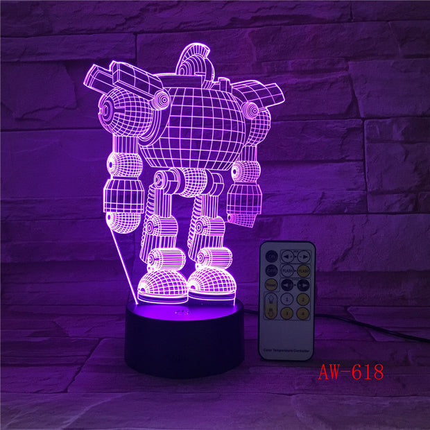 7 Colors Light Night light 3D LED Mix Robert Lamp for Children Baby Sleep Light Boy Gift Cartoon Kid Base Light Dropship AW-618