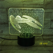 7 Colors Change 3D Vision Airplane Modelling Led Aircraft Night Light Desk Lamp Decor Usb Sleep Lighting Fixtures Gifts AW-688