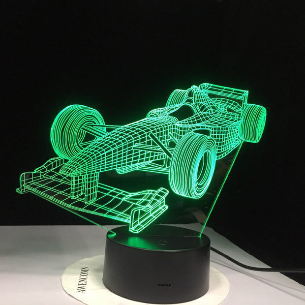 Racing Car F1 USB LED Table Lamp Super Car 3D Night Light 3D Illusion Lamp Children Kids Bedroom Decor sitting room lights