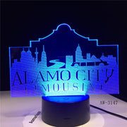 Usb 3d Led Night Light Alamo City Atmosphere Lamp Decoration RGB Kids Baby Gift Famous Buildings Table Lamp Bedside AW-3147