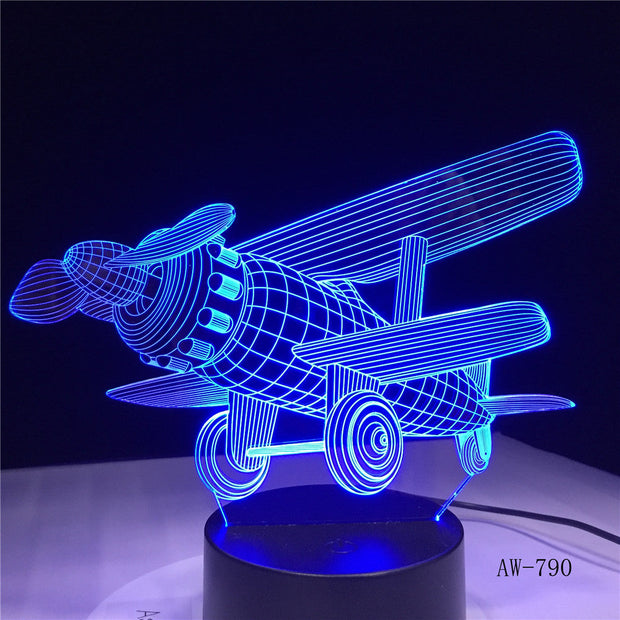 Glider Plane 3D LED Lamp 7 Color Change Touch Switch Small Night Light Atmosphere Lamp Bedroom Light For New Year Gift AW-790