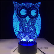 Eye Peeking Owl 3D Night Light 7 Colors Change LED Desk Table Lamp Art Child Bedroom Sleeping Decor Holiday Party Gifts AW-2961