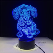 3D LED NightLight Bulldog Poodle Jack Russell Terrier Rottweiler Afghan Hound Basset Hound Dobermann Labrador Retriever AW-2617