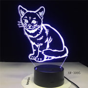 3D LED Night Light Alert Cat with 7 Colors Light for Home Decoration Lamp Amazing Visualization Illusion Dropship Gift AW-3095