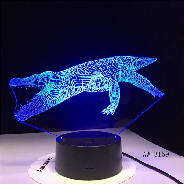 Crocodile Led 3d Night Light Bulbing Usb 3d Night Light Baby Christmas Kids Gif Children Bedroom Atmosphere Table Lamp AW-3159
