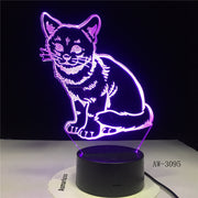 3D LED Night Light Alert Cat with 7 Colors Light for Home Decoration Lamp Amazing Visualization Illusion Dropship Gift AW-3095