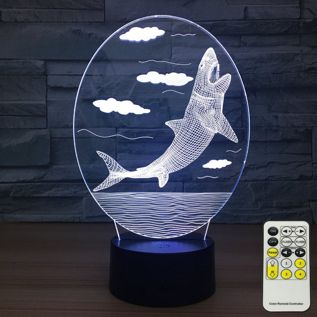 3D LED Night Lights Whale 7 Colors Change Touch Switch Hologram Atmosphere Novelty Lamp for Home Decoration Visual Illusion Gift