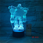 7 Colors Light Night light 3D LED Mix Robert Lamp for Children Baby Sleep Light Boy Gift Cartoon Kid Base Light Dropship AW-618