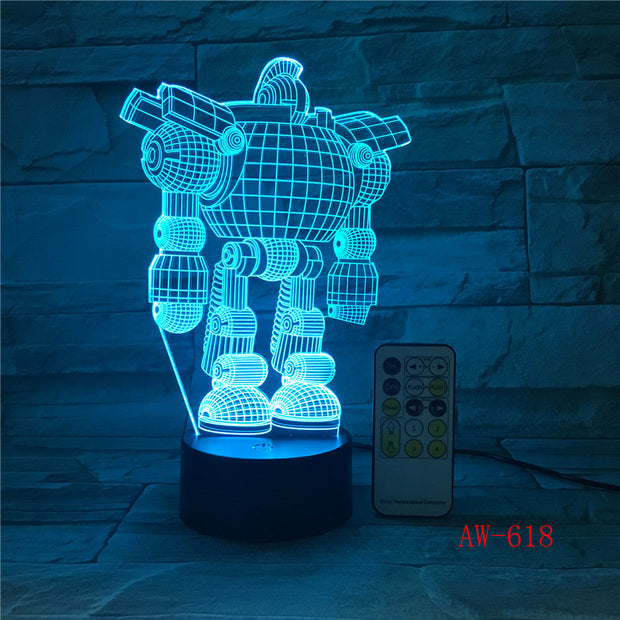 7 Colors Light Night light 3D LED Mix Robert Lamp for Children Baby Sleep Light Boy Gift Cartoon Kid Base Light Dropship AW-618