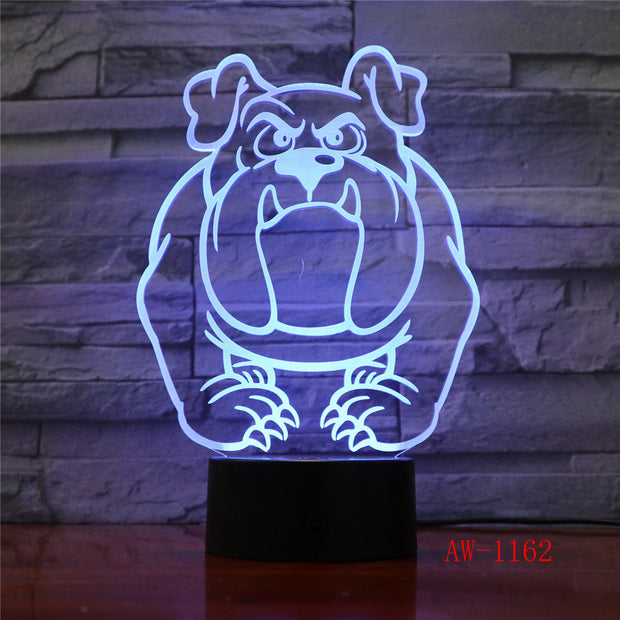 3D Visual Illusion Lamp Bulldog Poodle Jack Russell Terrier Rottweiler Dobermann LED Kids Night Light Dog Desk Light LampAW-1162
