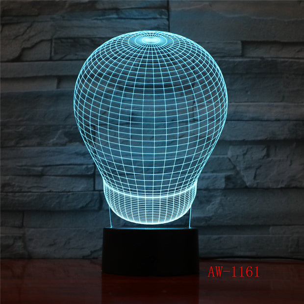 3D 7 Colors Abstract Ball Stereo Vision Acrylic USB Night light Kid's Room Bedside Desk Touch LED Lamp Dropshipping AW-1161