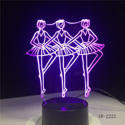 Ballet Girl 7 Color Lamp 3d Visual Led Night Lights For Kids Touch Usb Table Lampara Lampe Baby Sleeping Nightlight AW-2222