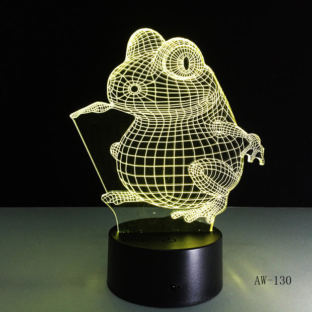 Animal Frog Seeds 3D Cartoon USB Lamp Bulbasaur LED Night Light Visual Illusion Table Holiday Kid Toy Drop Shipping AW-130