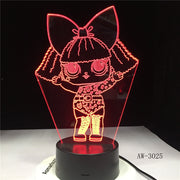 Little Girl 3D Led Kid Bedside Lighting Decor NightLight Cartoon Characters Gifts Table Lamp 7 Color Change Usb Light AW-3025