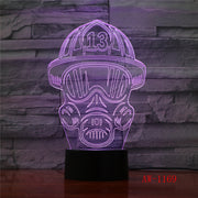 LED 3D Fireman Mask Modeling USB Night Lights Creative Firefighter Table Lamp Home Decor 7 Colors Changing Gifts AW-1169