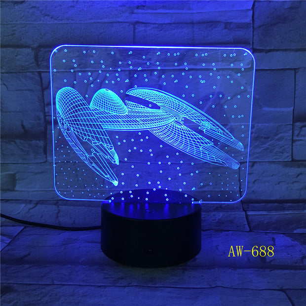7 Colors Change 3D Vision Airplane Modelling Led Aircraft Night Light Desk Lamp Decor Usb Sleep Lighting Fixtures Gifts AW-688