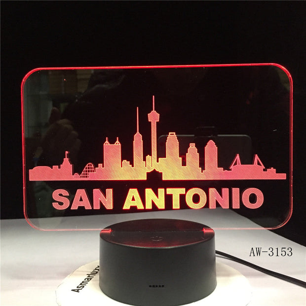 San Antonio 3D Illusion Led Lamp Dinosaur 7 Color Led Bulb Night Light Touch Sleeping Nightlight Table Lamp Boys Gifts AW-3153