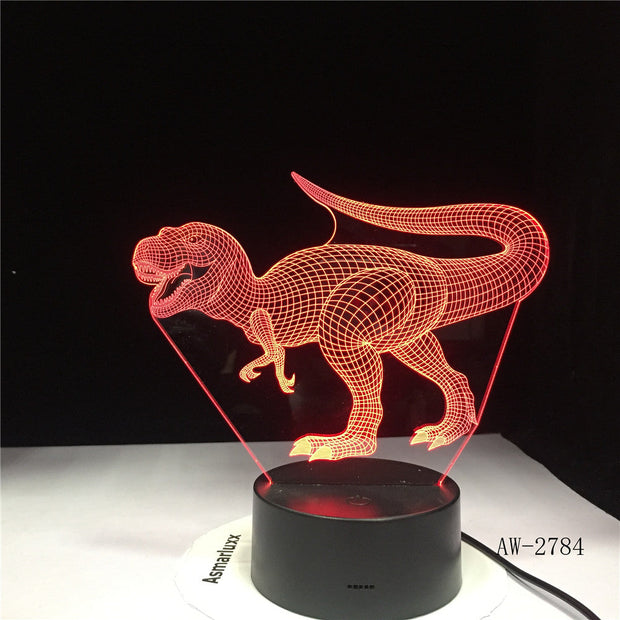 New 3D Illusion Led Lamp Dinosaur 7 Color Led Bulb Decoration Animal Night Light Nightlight Table Lamp Boys Gifts AW-2784