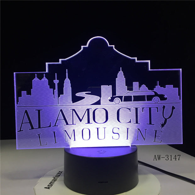 Usb 3d Led Night Light Alamo City Atmosphere Lamp Decoration RGB Kids Baby Gift Famous Buildings Table Lamp Bedside AW-3147