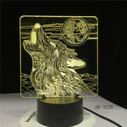 Full-moon Night Howl Wolf 3D LED Acrylic RGB Night Light USB Touch Control Home Kids Desk Lamp Child 3D-3226 Dropship Gift