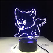Angry Dog Family Usb Night Lights Home Decor Bedside Kids Gifts Desk Lamp 3D Led Luminous Novelty 7 Colors Changing AW-2866
