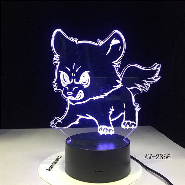Angry Dog Family Usb Night Lights Home Decor Bedside Kids Gifts Desk Lamp 3D Led Luminous Novelty 7 Colors Changing AW-2866
