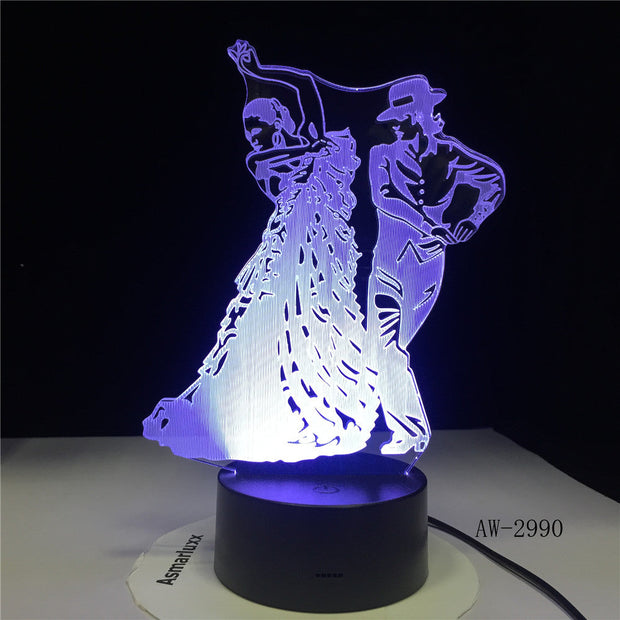 Flamingo Dance Skirt Table Lamp 3D Led Bedroom Decor Night Lights Usb Baby Sleep Visual Girls Light Fixtures Kids Gifts AW-2990