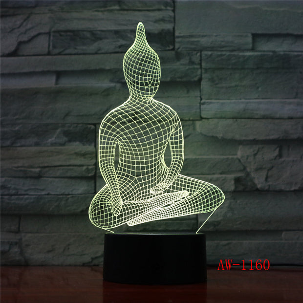 3d lampe buddha Table Lamp LED Night Light Color Changeable Decor Lighting Indoor Atmosphere Acrylic Craft Kids gift AW-1160