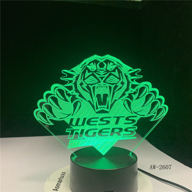 Wests Tiger Team 3D LED RGB Night Light 7 Colors Change USB Desk Lamp Kids Sports Gift Home Decor Lava Lamp Dropshipping AW-2607