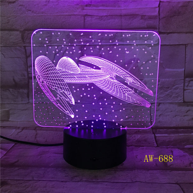 7 Colors Change 3D Vision Airplane Modelling Led Aircraft Night Light Desk Lamp Decor Usb Sleep Lighting Fixtures Gifts AW-688