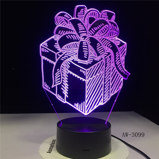 Holiday Gift Box LED Night Lamp 3D Illusion Touch Sensor Hoom Decoration Child Kids Baby Nightlight Gift Box Desk Lamp AW-3099