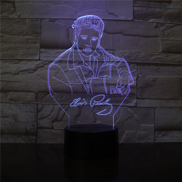 Elvis Aaron Presley 3D LED Night Light Touch Remote Sensor 7 Colors Changing Kids Gift The King Singer Table Lamp Bedroom Decor